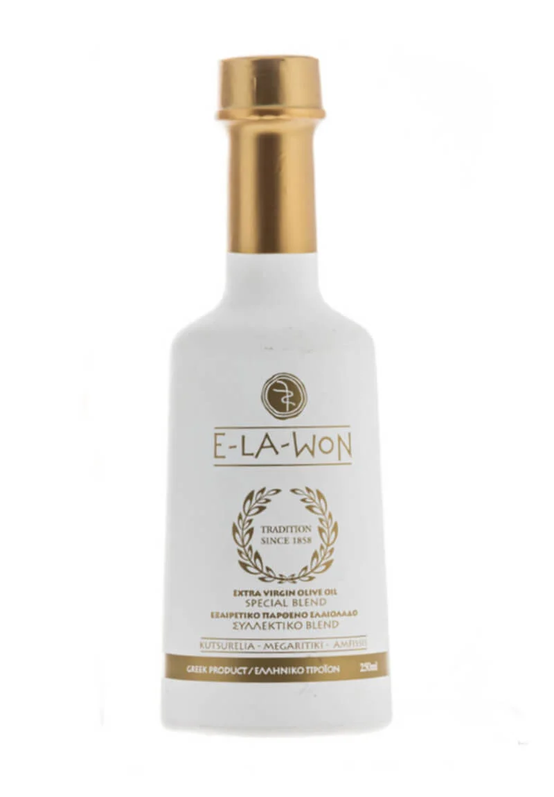 E-LA-WON Special Blend Extra Virgin Olive Oil - A harmonious blend for a flavorful journey. Ideal for salads, pastas, and more. Experience the rich essence of Greek olives in a luxury bottle.