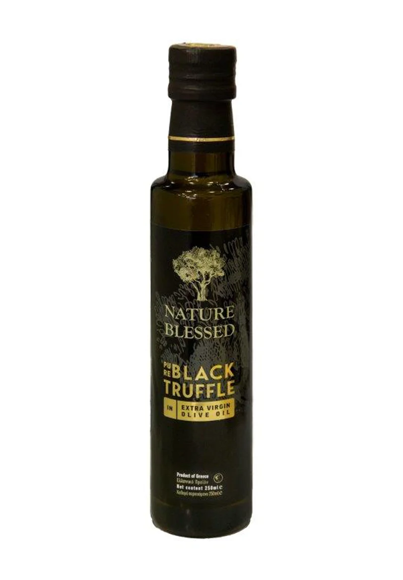 „Verfeinern Sie Gerichte mit seltenem, mit griechischem schwarzem Trüffel angereichertem Olivenöl für ein kulinarisches Meisterwerk.“250ml