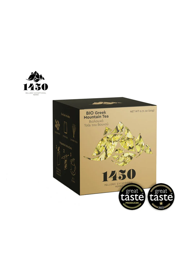 1450 Hellenic Exceptional Herbs - Griechischer Bio-Bergtee - 20g - Beruhigendes Kräutergetränk