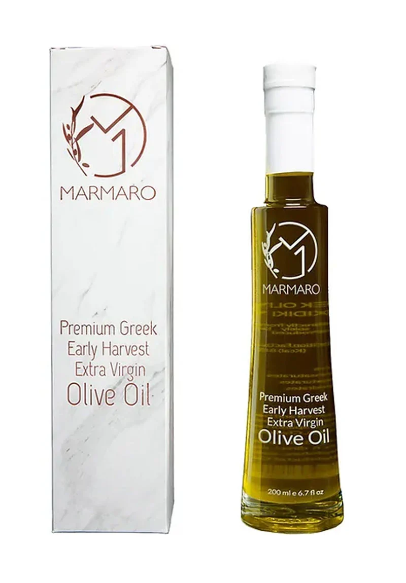 "MARMARO Premium Griechisches Frühernte-Olivenöl extra vergine 200ml - Von Hand gepflückt, kaltgepresst, gesunde Essenz aus den Olivenhainen Chalkidikis."