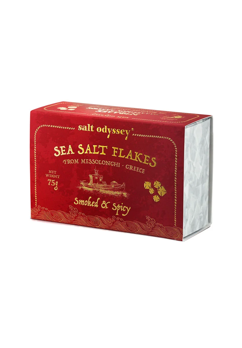 Salt Odyssey Smoked & Spicy Sea Salt Flakes - Pyramid-Shaped Finishing Salt - 75g