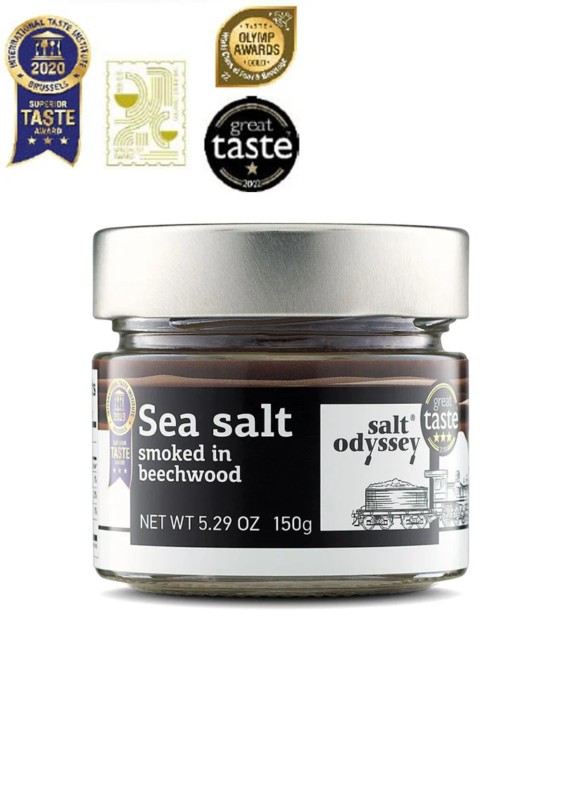 Salt Odyssey Smoked Fine Sea Salt - Award-Winning, Beechwood-Smoked Sea Salt - 150g